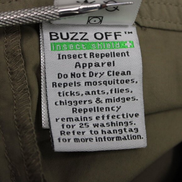 ExOfficio Buzz Off Pants Mens Large Khaki Convertible Insect Shield Zip off - Picture 9 of 11